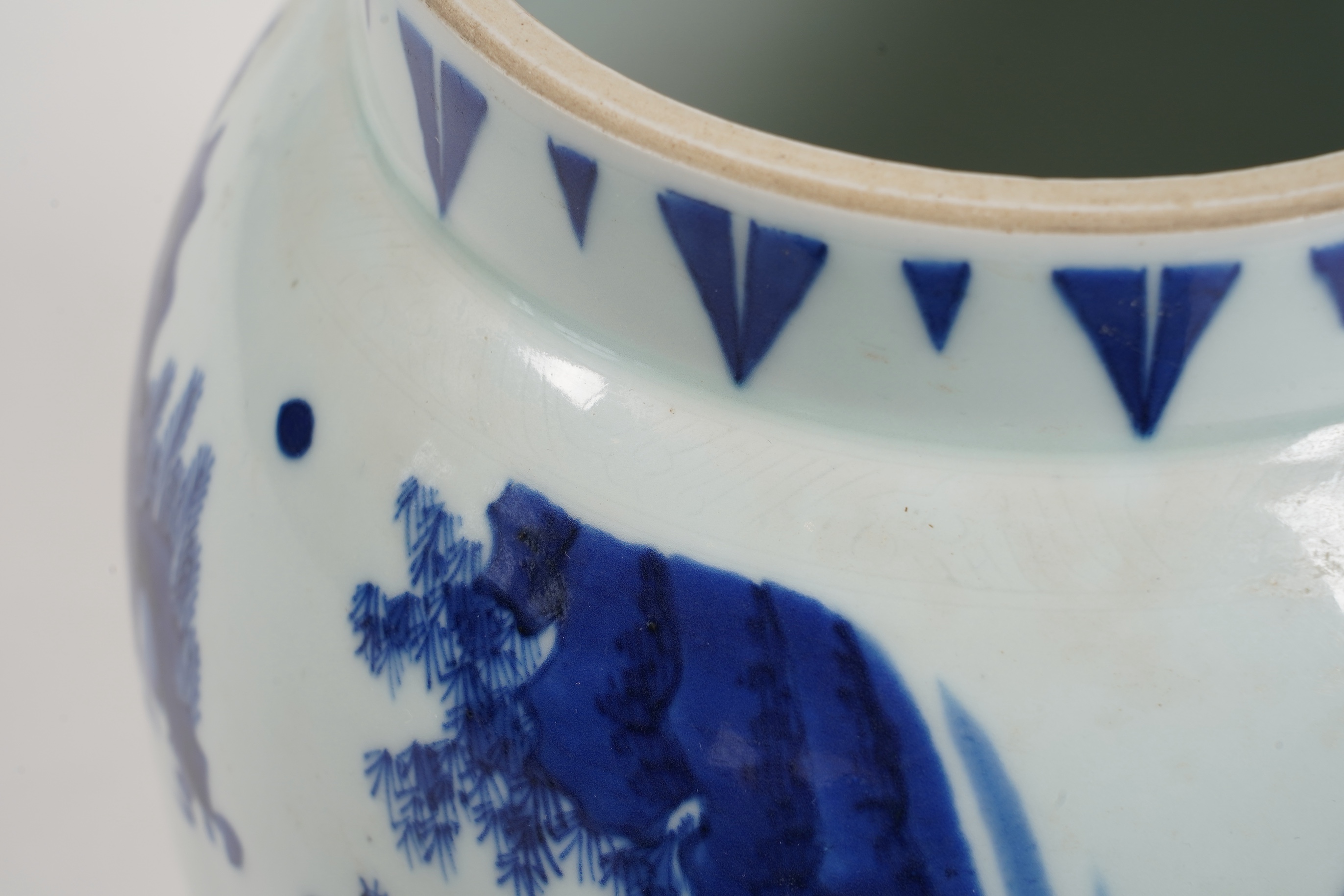 A Chinese blue and white lantern shaped vase, probably Chongzhen period